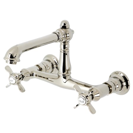 Kingston Brass KS7246BEX Two-Handle Wall Mount Bathroom Faucet, Polished Nickel KS7246BEX
